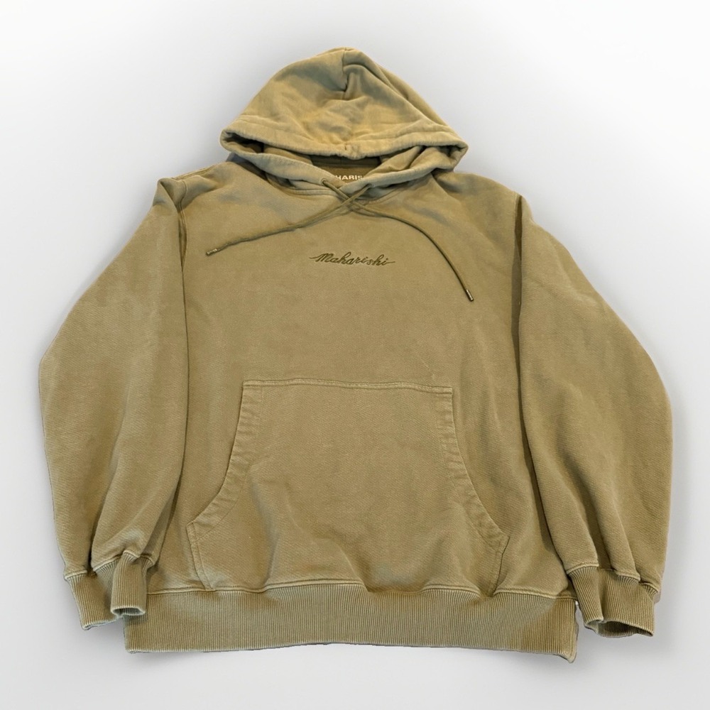 Maharishi Tailor Hooded Sweatshirt Rare Embroidered Olive Green Pullover Medium